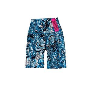 Lilly‎ Pulitzer Luxletic Bike Shorts High Waist Activewear Blue Floral XS